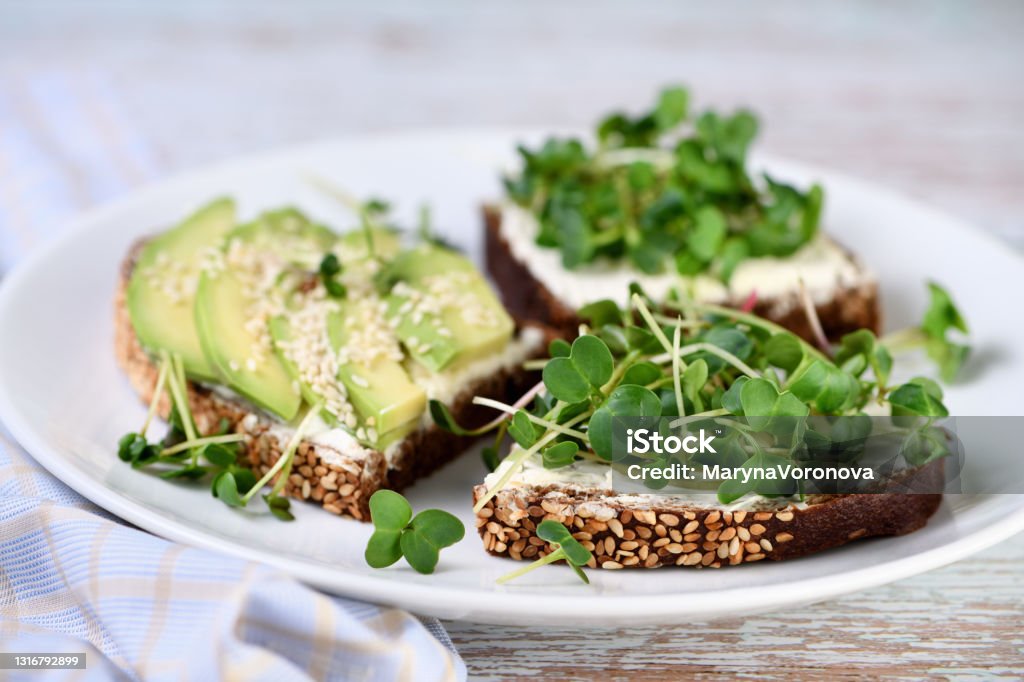 Avocado toast with microgreens